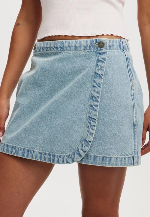 Cotton On - Wrapped Denim Mini Skirt - Cloud Blue