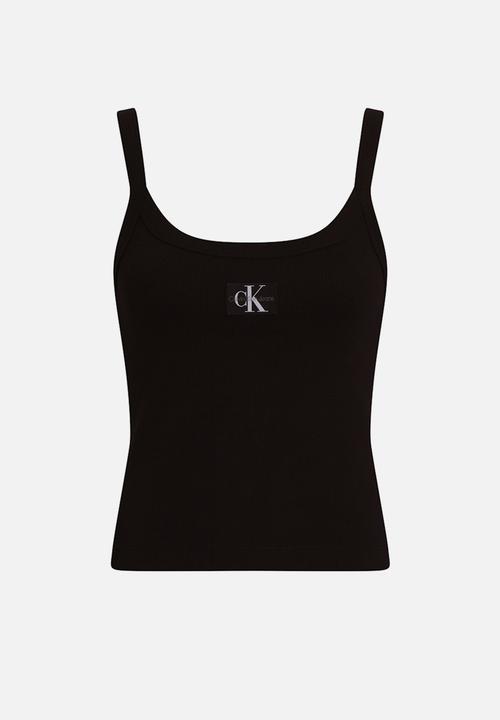 Calvin Klein - Woven label rib tank - ck black