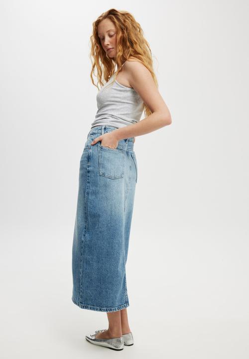 Cotton On - Bailey Denim Maxi Skirt - Saltwater Blue