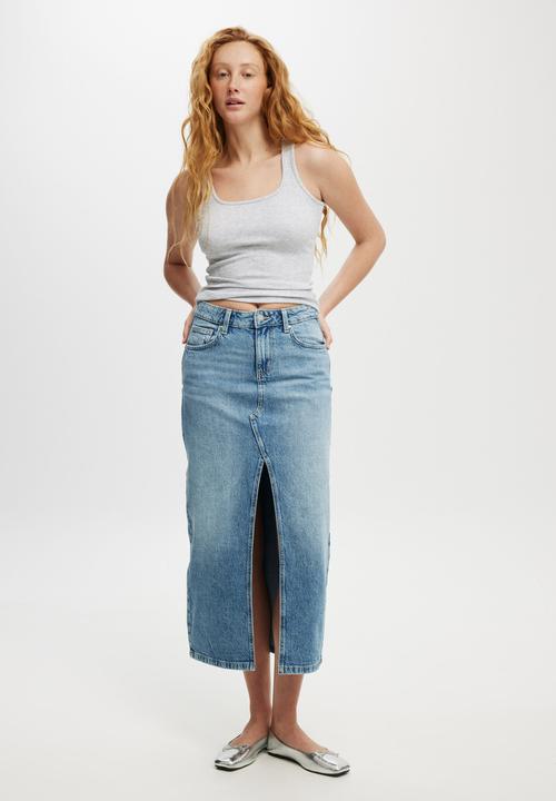 Cotton On - Bailey Denim Maxi Skirt - Saltwater Blue