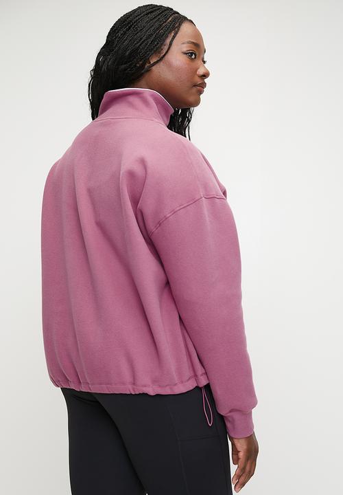 Cotton On - Plus Plush Essential Half Zip Jumper - Red Violet