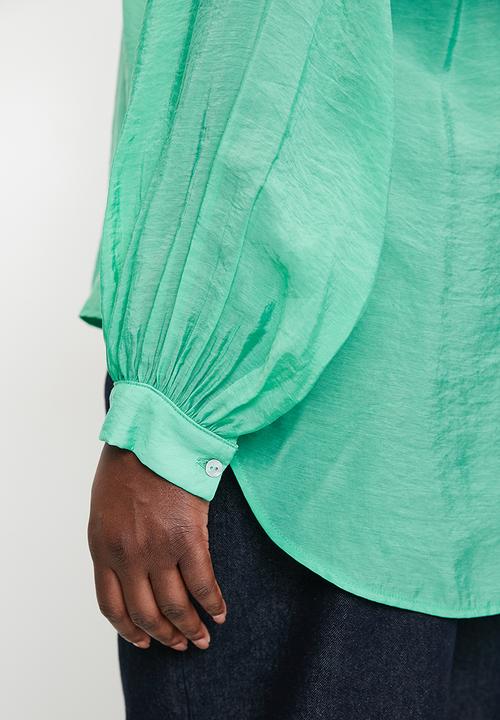 Me&B - Plus The Sheer Bellow Sleeve Shirt  - Seafoam