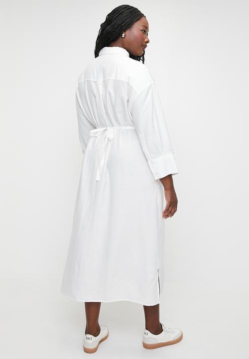 Me&B - Pluis linen tunnel shirt dress - white