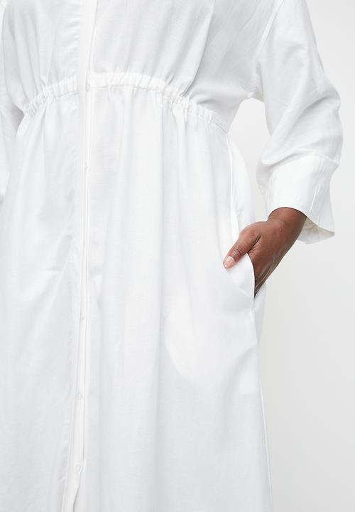 Me&B - Pluis linen tunnel shirt dress - white