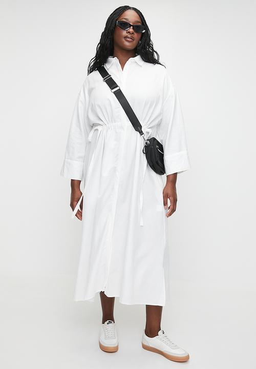Me&B - Pluis linen tunnel shirt dress - white