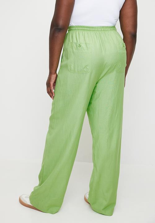 Me&B - Plus Straight Leg Linen Pants - Mint