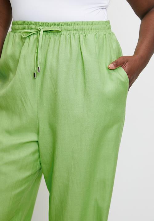 Me&B - Plus Straight Leg Linen Pants - Mint