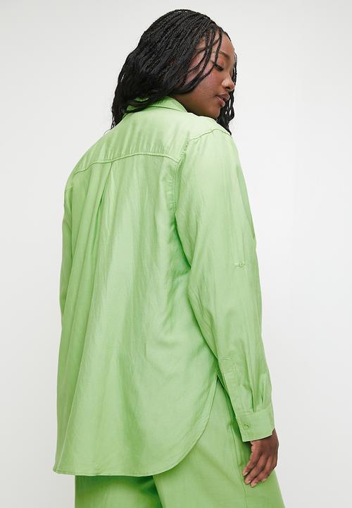 Me&B - Plus Linen One Pocket Shirt  - Mint