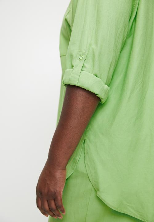 Me&B - Plus Linen One Pocket Shirt  - Mint