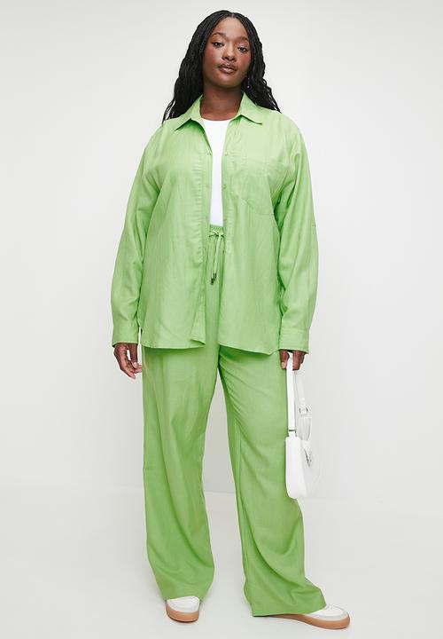Me&B - Plus Linen One Pocket Shirt  - Mint
