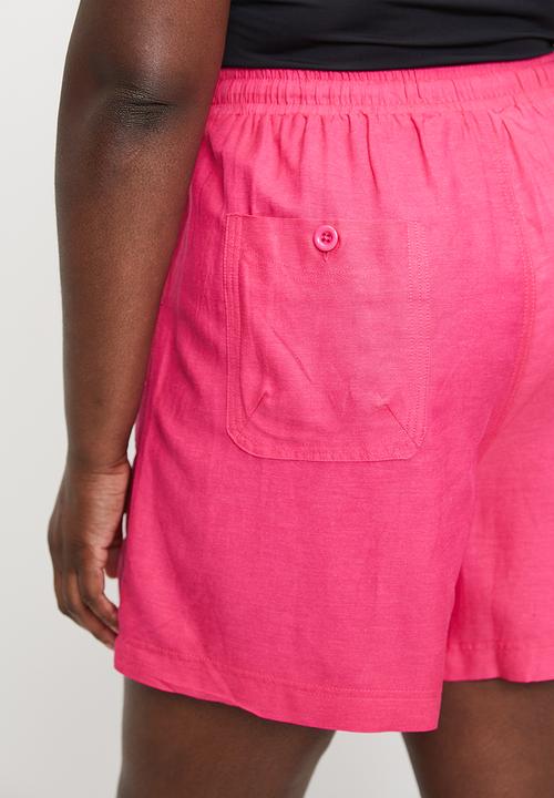 Me&B - Plus linen shorts - pink