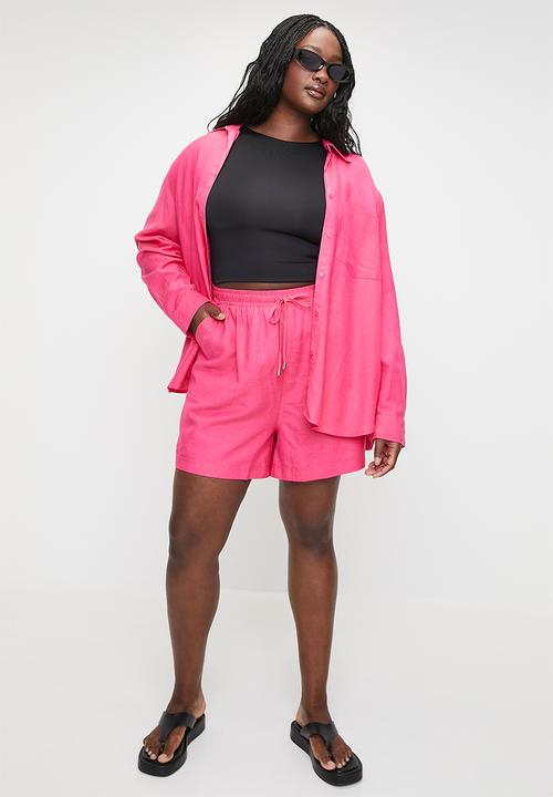 Me&B - Plus linen shorts - pink