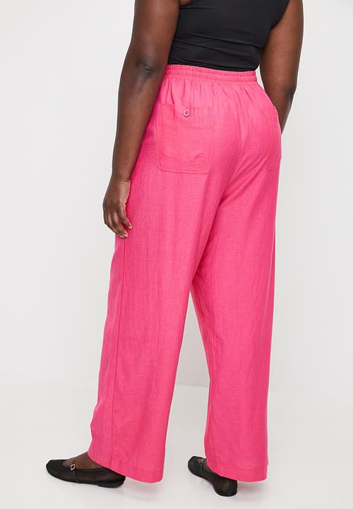 Me&B - Plus straight leg linen pants - pink