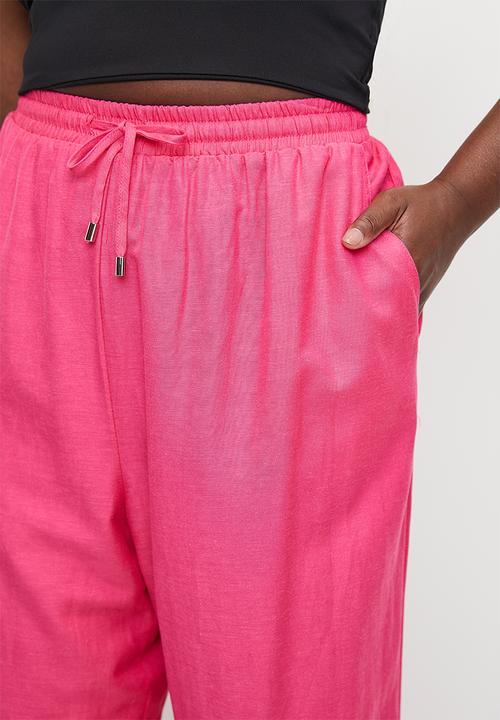 Me&B - Plus straight leg linen pants - pink