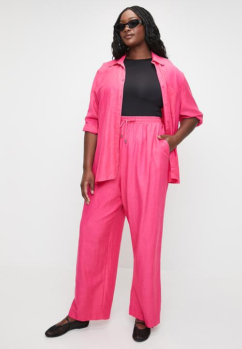 Me&B - Plus straight leg linen pants - pink