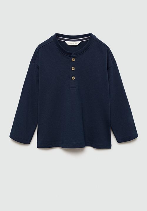 MANGO - T-shirt henleyb7 - navy