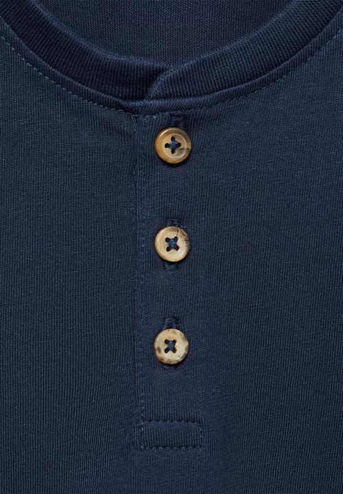 MANGO - T-shirt henleyb7 - navy