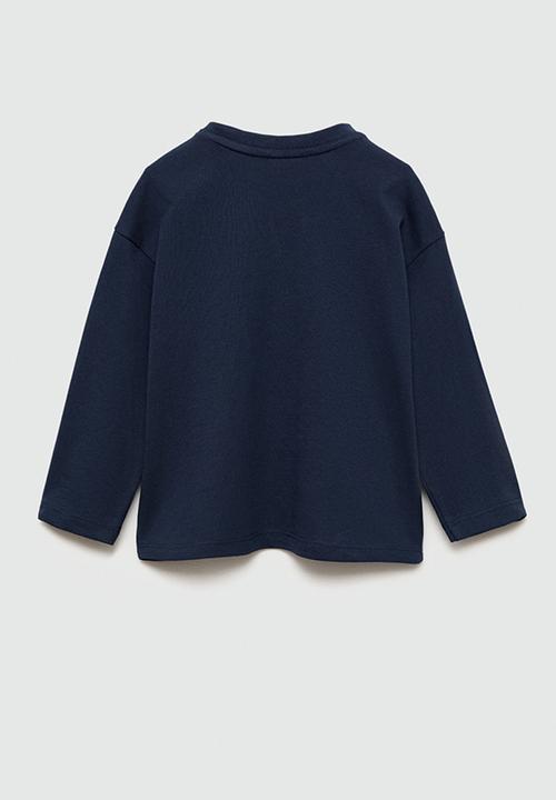 MANGO - T-shirt henleyb7 - navy