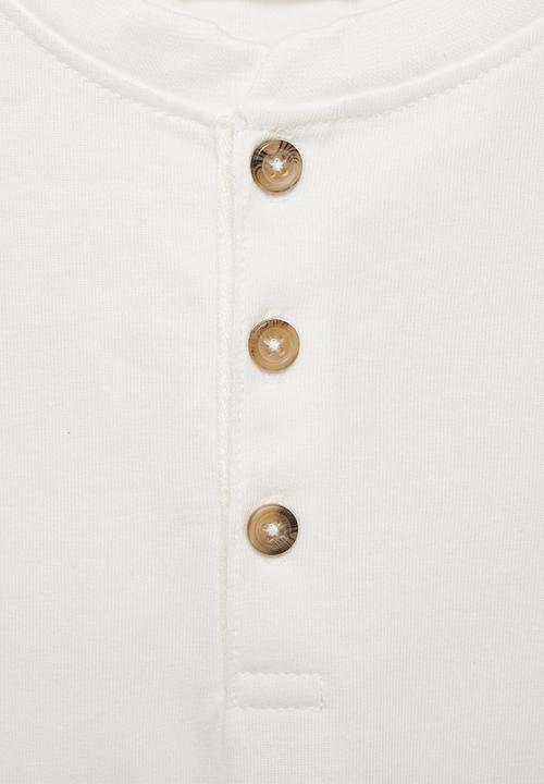 MANGO - T-shirt henley7 - natural