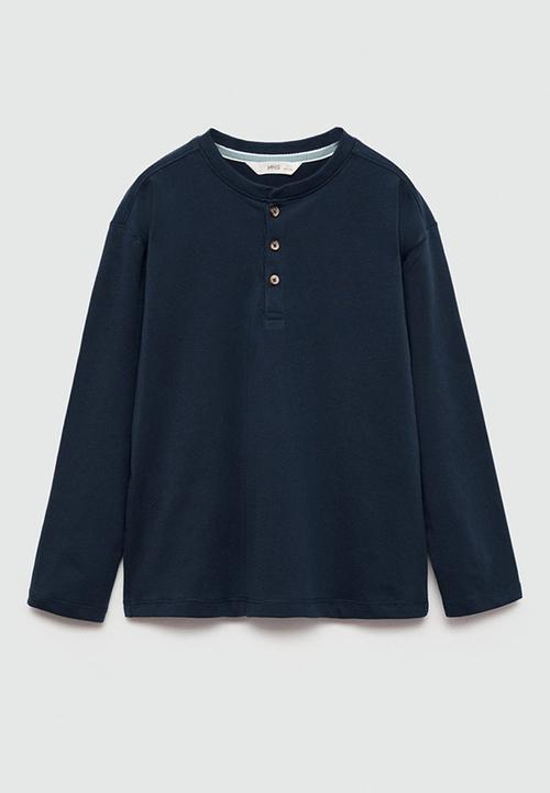 MANGO - T-shirt henley7 - navy