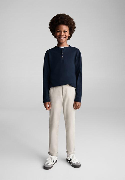 MANGO - T-shirt henley7 - navy