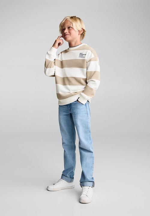 MANGO - Sweatshirt stripes7 - light pastel brown
