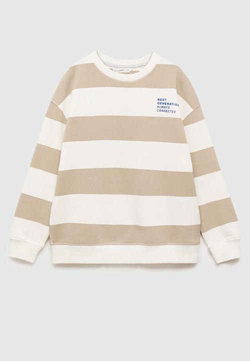 MANGO - Sweatshirt stripes7 - light pastel brown