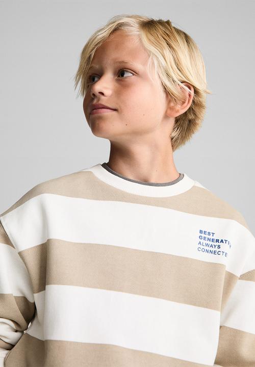 MANGO - Sweatshirt stripes7 - light pastel brown