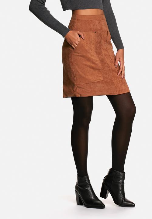 Neon Rose - Pocket faux suede skirt 