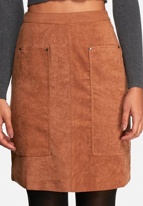 Neon Rose - Pocket faux suede skirt 