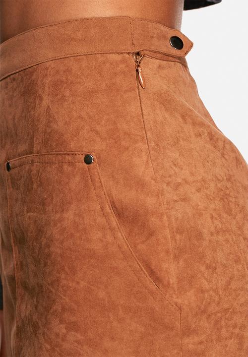 Neon Rose - Pocket faux suede skirt 