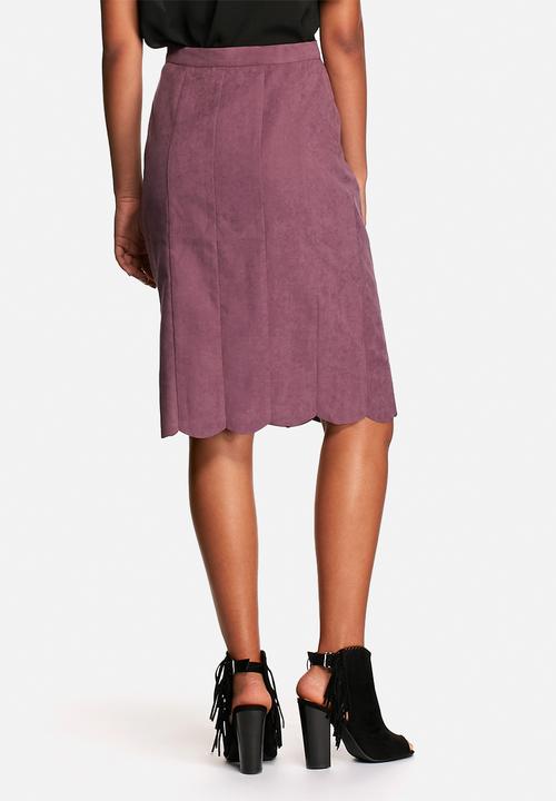 Neon Rose - Suede button front midi skirt