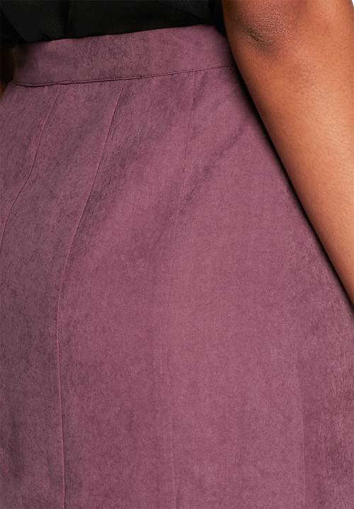 Neon Rose - Suede button front midi skirt