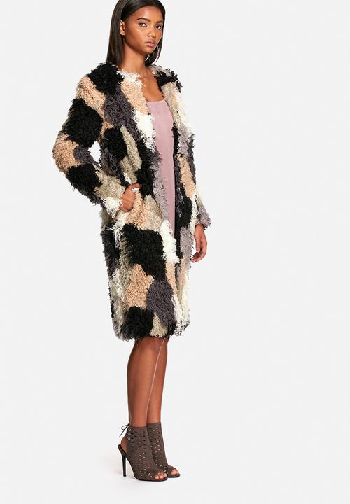 Neon Rose - Patchwork shearling coat