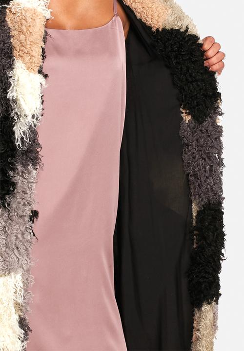 Neon Rose - Patchwork shearling coat