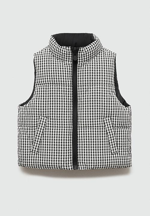 MANGO - Waistcoat vichy - black