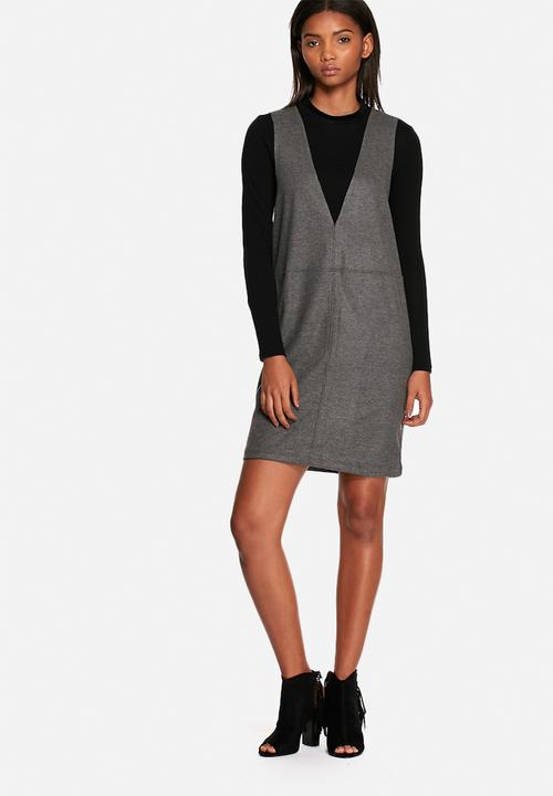 slim fit dress slacks Gray Autumn Winter Long-Sleeved V-Neck Woolen Dress- Sei 2XL / Gray
