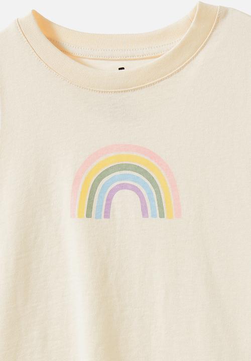 Cotton On - Poppy short sleeve print tee - dark vanilla/rainbow
