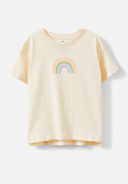 Cotton On - Poppy short sleeve print tee - dark vanilla/rainbow