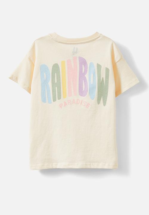 Cotton On - Poppy short sleeve print tee - dark vanilla/rainbow