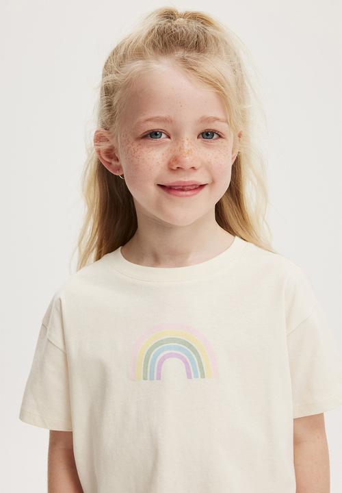 Cotton On - Poppy short sleeve print tee - dark vanilla/rainbow