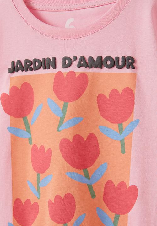 Cotton On - Poppy short sleeve print tee - blush pink/jardin tulip