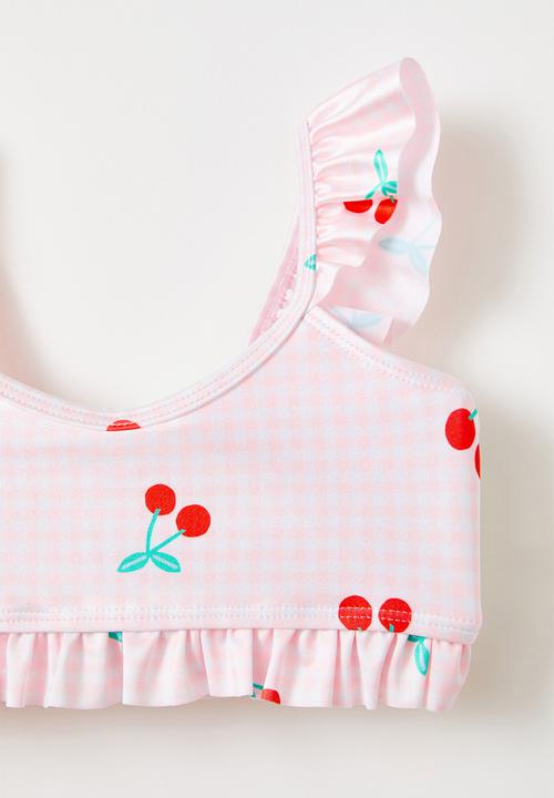 Cotton On - Emily bikini - blush pink gingham/cherries