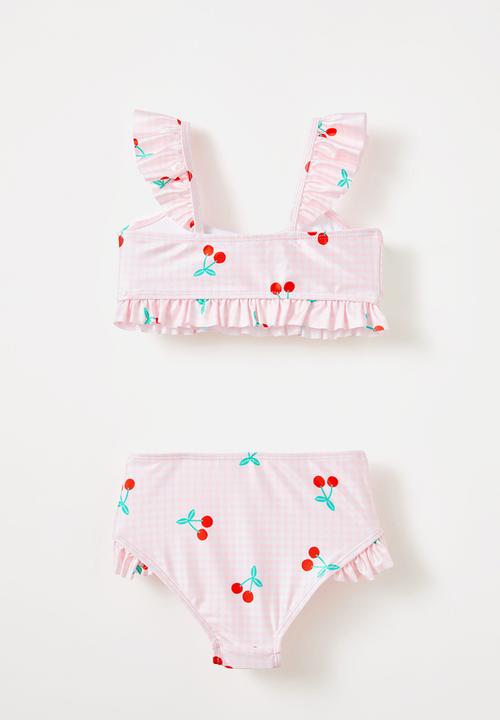 Cotton On - Emily bikini - blush pink gingham/cherries