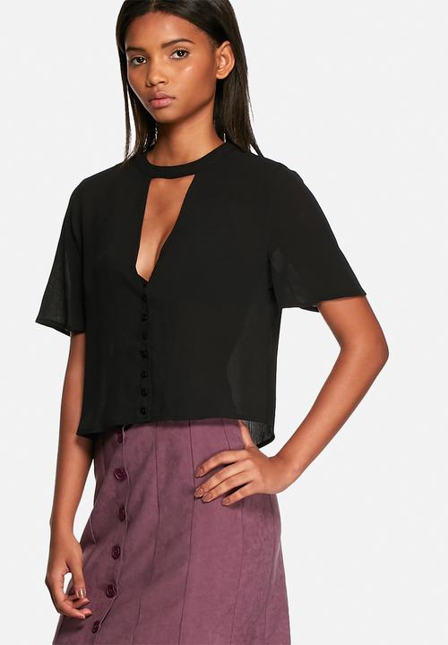 Neon Rose - Plunge neck blouse 