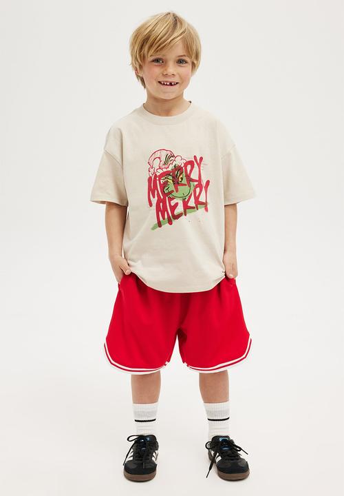 Cotton On - License drop shoulder short sleeve tee - lcn drs rainy day/grinch merry merry