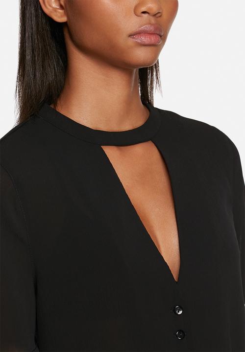 Neon Rose - Plunge neck blouse 