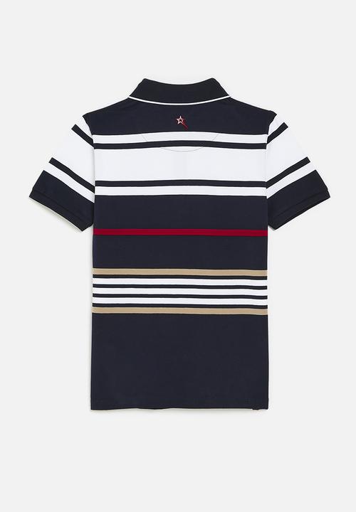 SOVIET - Boys y/dye stripe golfer2 - navy