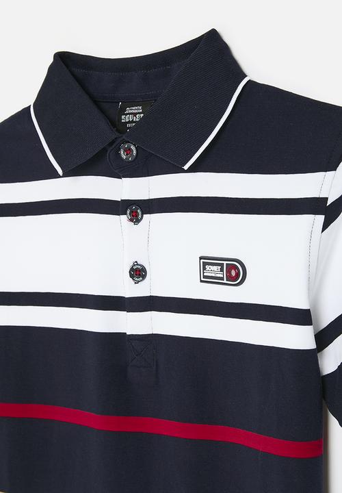 SOVIET - Boys y/dye stripe golfer2 - navy