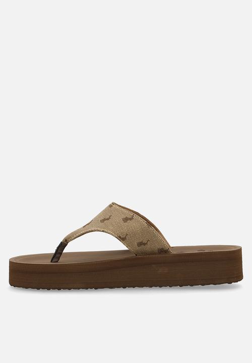 POLO - Jacquard flatform flip flop - brown